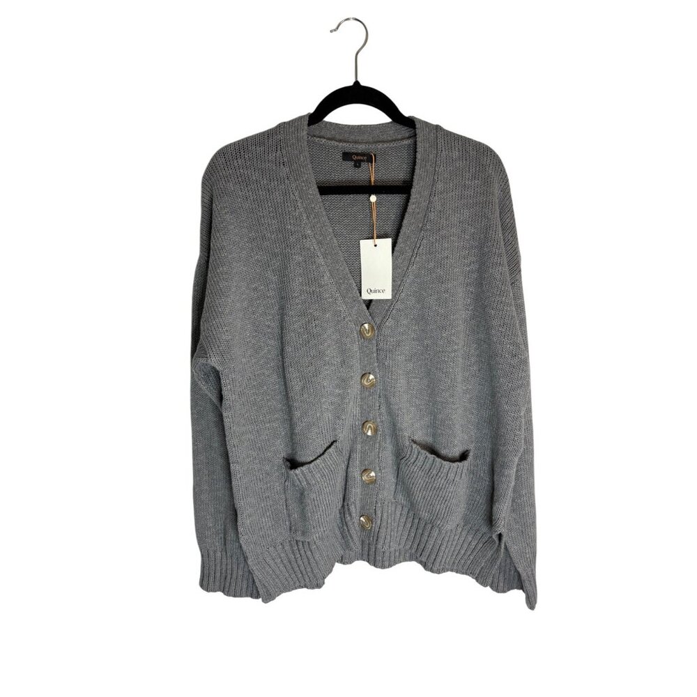 Quince Charcoal Button-Up Cardigan